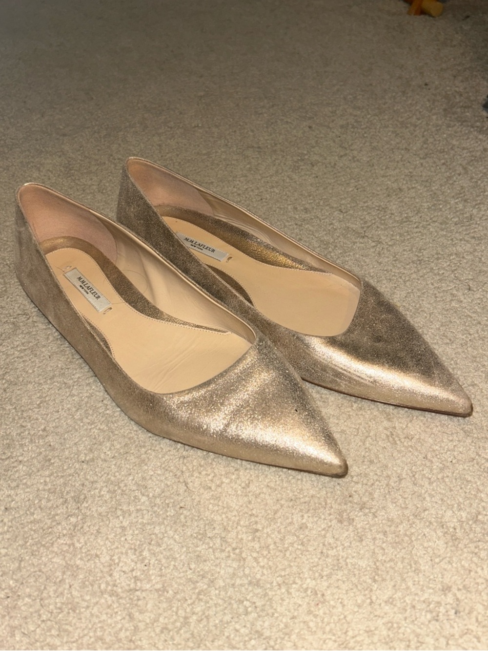 MM. LaFleur Metallic Gold Pointed-Toe Flats Size 39.5